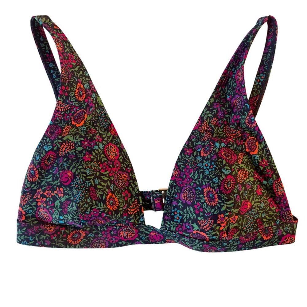 Summersalt The Plunge Bikini Top Only Red Florals SZ 4